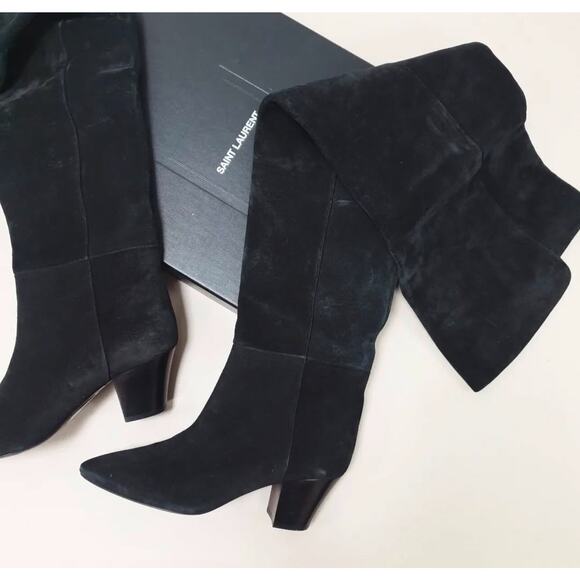 Saint Laurent Black Suede Boots Sz.38 - Picture 1 of 12